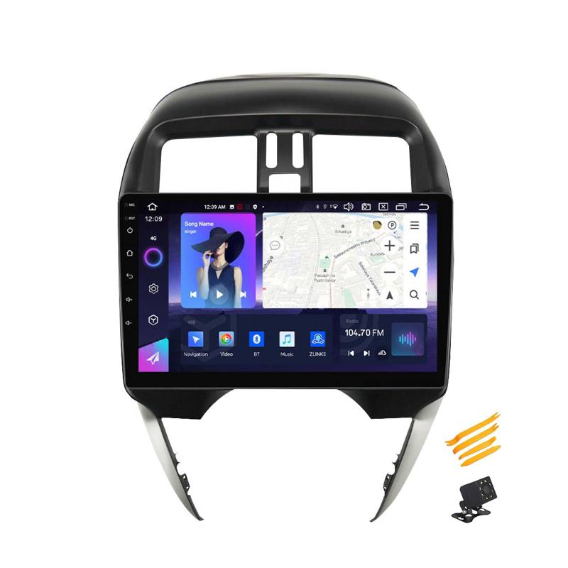 EsaSam Android 13 Autoradio Bluetooth 2 DIN Kompatibel Mit Nissan Versa 2014~2020 Autoradio Touchscreen 9 Zoll QLED-Display Mit Car Play Android Auto Navigation Radio FM RDS SWC,B,8 Core NF5 4G+64G von EsaSam