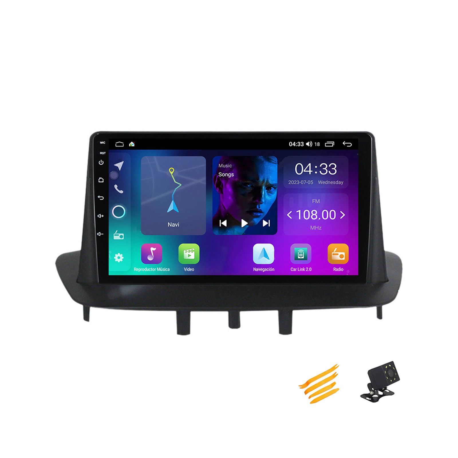 EsaSam Android 13 Autoradio Bluetooth 2 DIN Kompatibel Mit Renault Megane 3 2008~2014 Autoradio Touchscreen 9 Zoll QLED-Display Mit Car Play Android Auto Navigation Radio FM RDS SWC,4 Core NF1 1G+32G von EsaSam