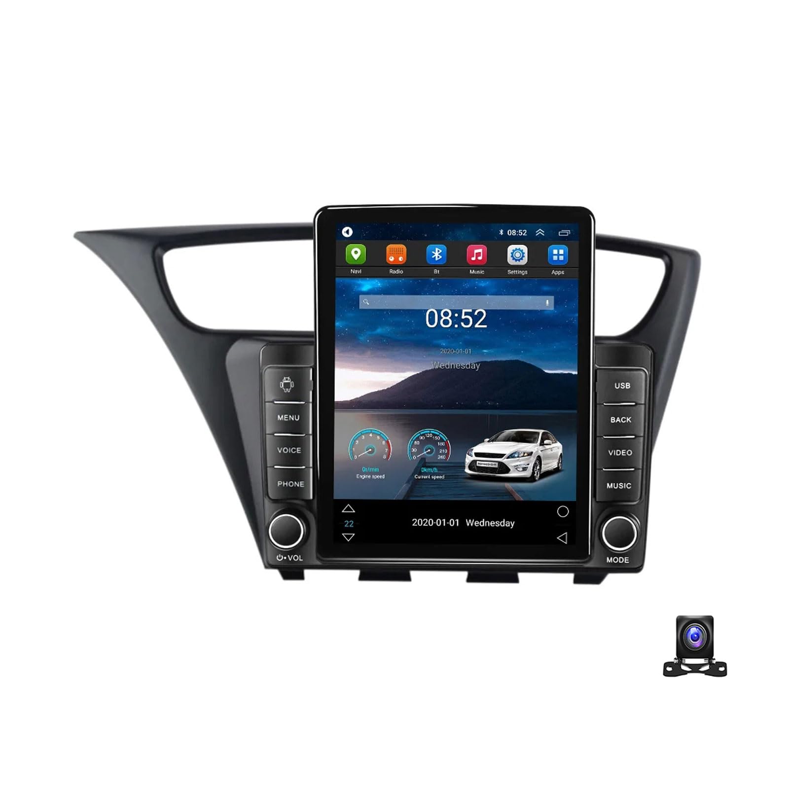 EsaSam Android 13 Autoradio Bluetooth 2 Din Mit 9.7 Zoll Bildschirm Kompatibel mit Honda Civic Hatchback 2012~2017 Mit Navi Multimedia MP5 Player Mit AHD Rückfahrkamera/RDS/DSP/Car-Play,TS100 von EsaSam