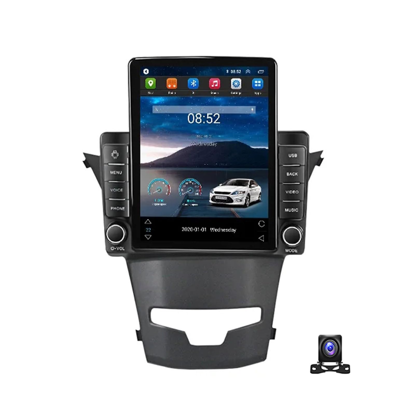 EsaSam Android 13 Autoradio Bluetooth 2 Din Mit 9.7 Zoll Bildschirm Kompatibel mit SsangYong Korando 3 Actyon 2 Mit Navi Multimedia MP5 Player Mit AHD Rückfahrkamera/RDS/DSP/Car-Play,TS800 von EsaSam