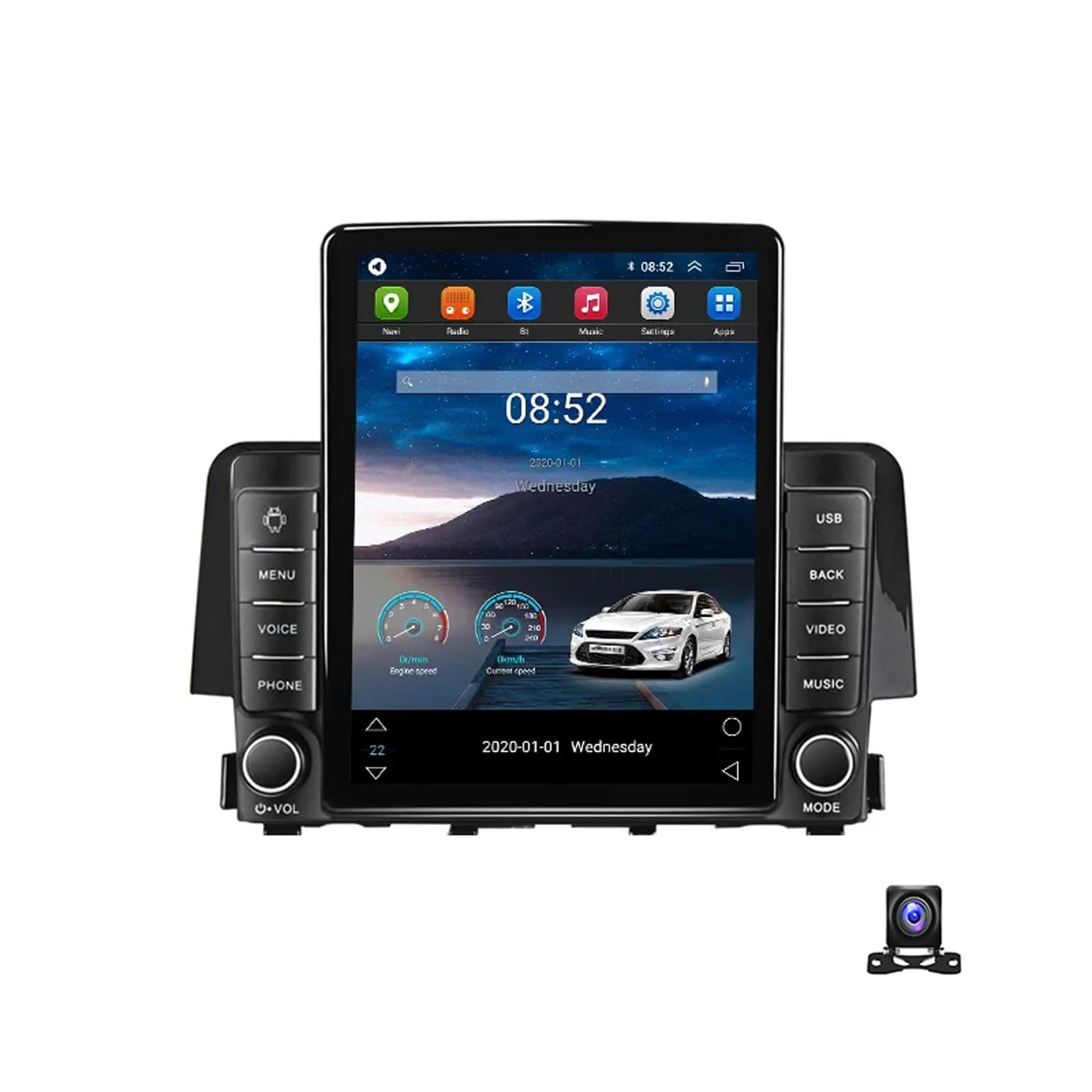 EsaSam Doppel DIN Radio Mit Navi, 9.7 Zoll Touchscreen, 2 Din Autoradio MP5 Player Kompatibel mit Honda Civic 10 2015~2020 Radio FM/RDS, DSP, Car-play/Auto, Lenkradsteuerung,TS150 von EsaSam