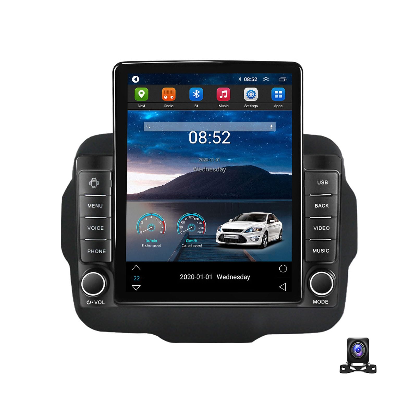 EsaSam Doppel DIN Radio Mit Navi, 9.7 Zoll Touchscreen, 2 Din Autoradio MP5 Player Kompatibel mit Jeep Renegade 2014~2018 Radio FM/RDS, DSP, Car-Play/Auto, Lenkradsteuerung,TS100 von EsaSam