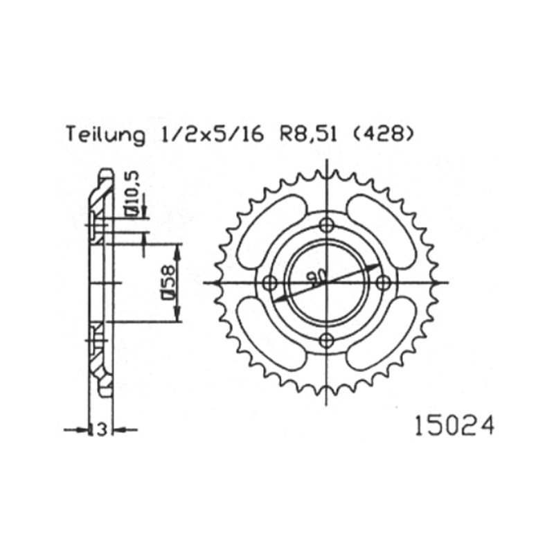 Esjot Kettenrad 428 50Z Stahl Schwarz von Esjot