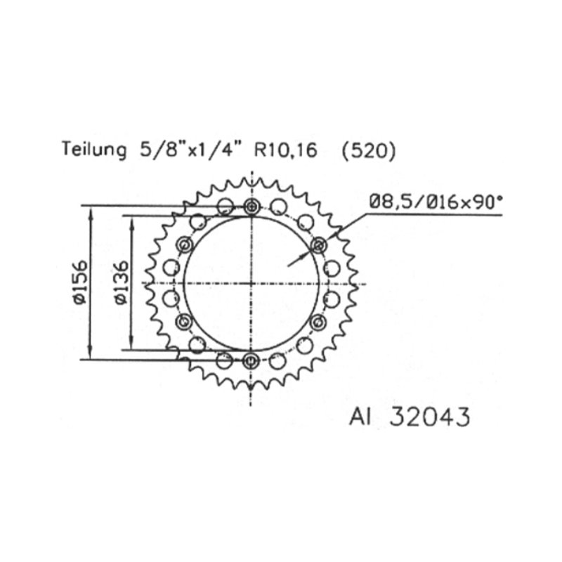 Esjot Kettenrad 520 42Z Alu Silber von Esjot