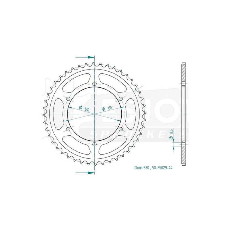 Esjot Kettenrad 530 44Z Stahl Schwarz von Esjot