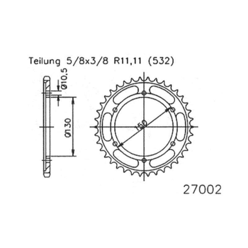 Esjot Kettenrad 532 38Z Stahl Schwarz von Esjot