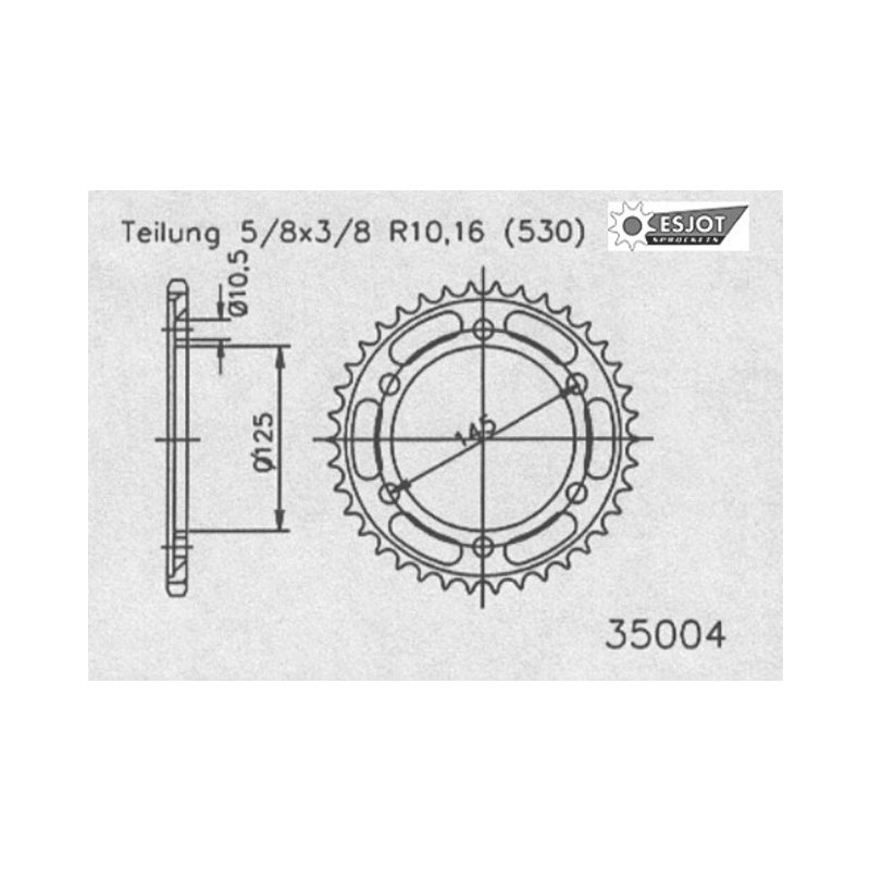 Esjot Kettenrad Afam 530 44Z Stahl Schwarz von Esjot