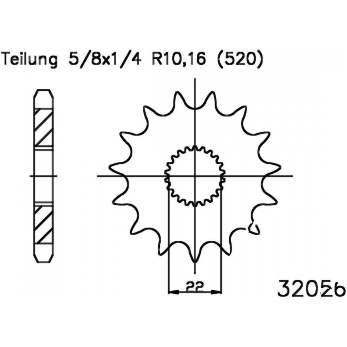 Zahnrad ritzel 12z teilung 520 503205612 von Esjot