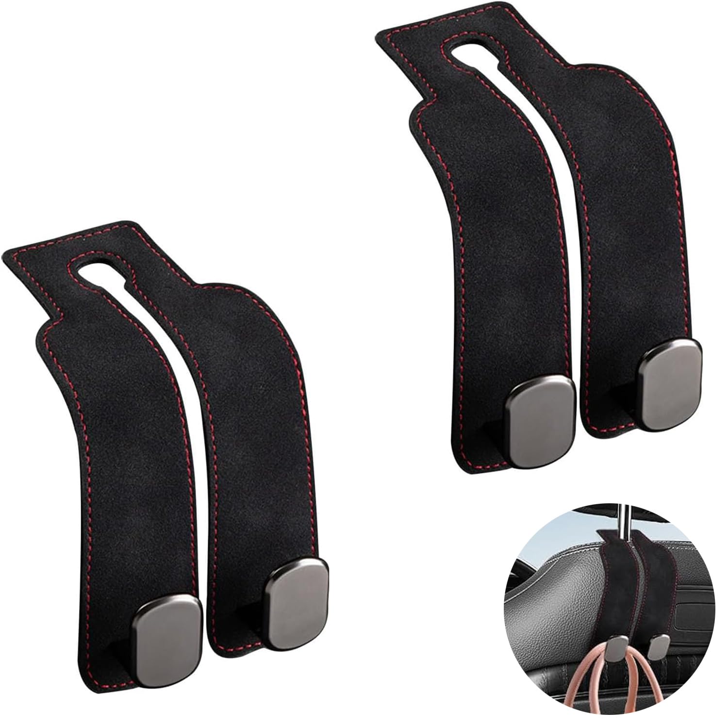 Esshogo 2 Stück Car Seat Double Hooks for Headrest, Haken für Auto-Rücksitz, Universalhaken für Auto, Kopfstütze Haken, Autozubehör von Esshogo