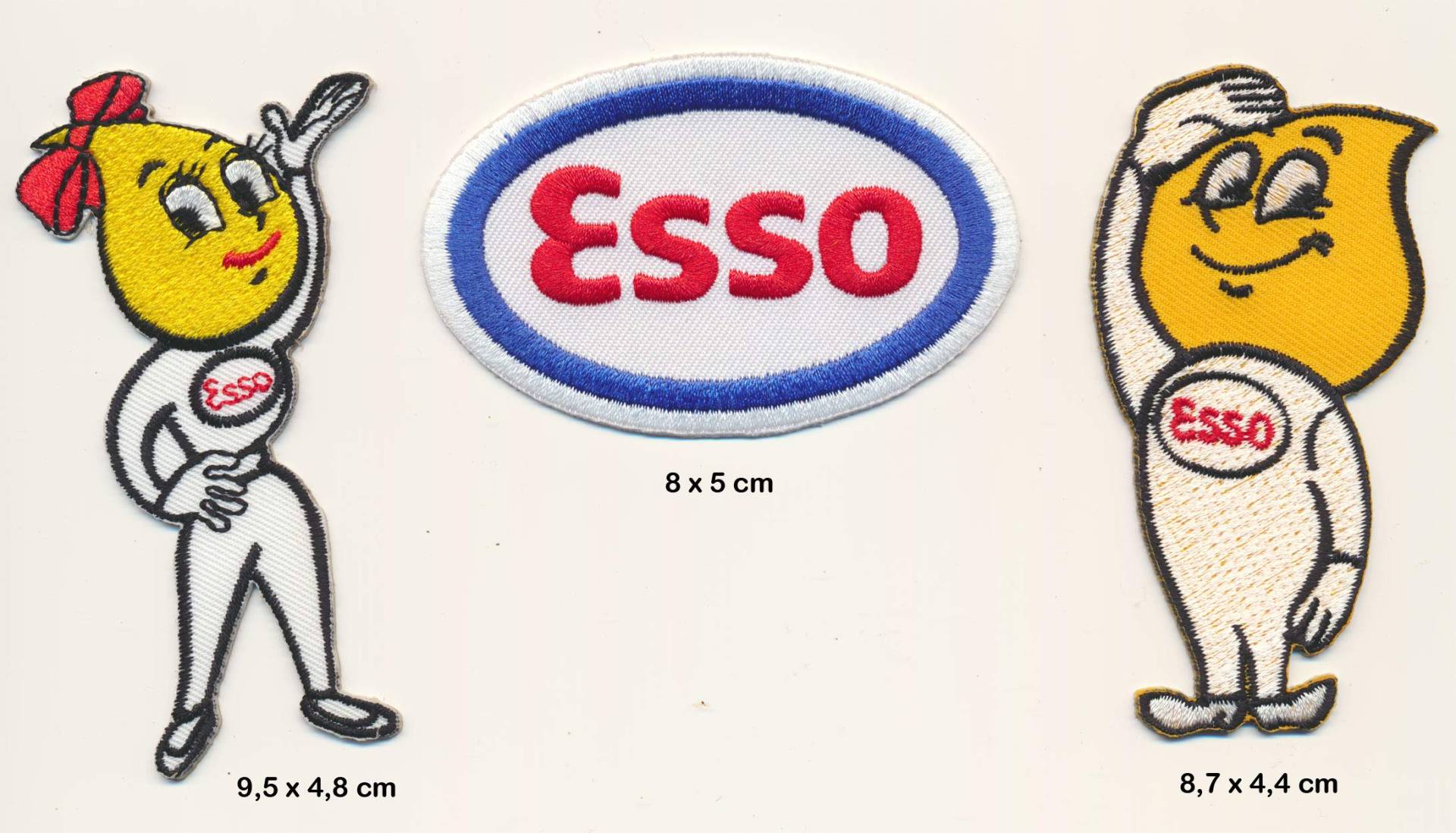 Esso Essolinchen Aufnäher Patches 3 Stück Tankstelle Vintage Racing Motorsport USA von Esso