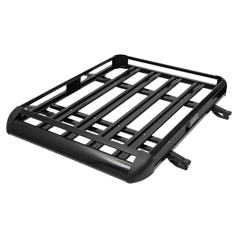 Dachgepäckträger Aluminium Dachträger Groß Schwarz Korb Gepäck Fracht 68KG Träger Dachgepäckträger Fracht Relingträger 130x101cm von Estabeter