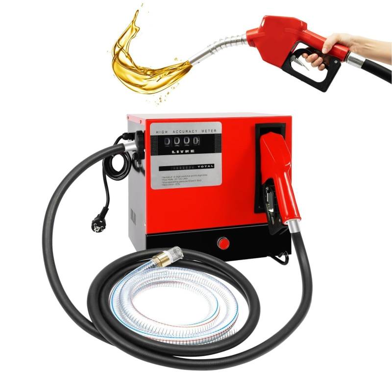 Dieselpumpe 550W 60L/min Selbstansaugend Kraftstoffpumpe 230V Heizölpumpe Ölpumpe 3600L/h mit Automatikdüse, 4m Schlauch, Zählwerk von Estabeter