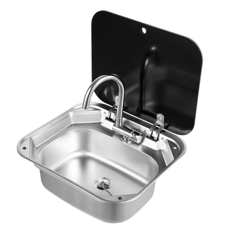 RV Camping Spüle, Wohnmobil Waschbecken Set Kleines Edelstahl Spülbecken mit Wasserhahn und Abflussrohr Kitchen Sink für Kompatibel Wohnmobil von Estabeter