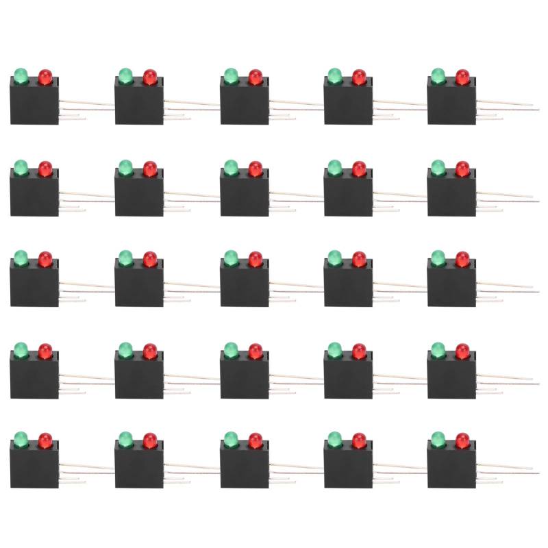 EternalCrafts LED-Kunststoff-Halterung, LED-Kunststoff-Halterung, Doppelloch, schwarz, quadratisch, 90 Grad, gebogene Basis mit rot-grünem Licht, 100 Stück von EternalCrafts