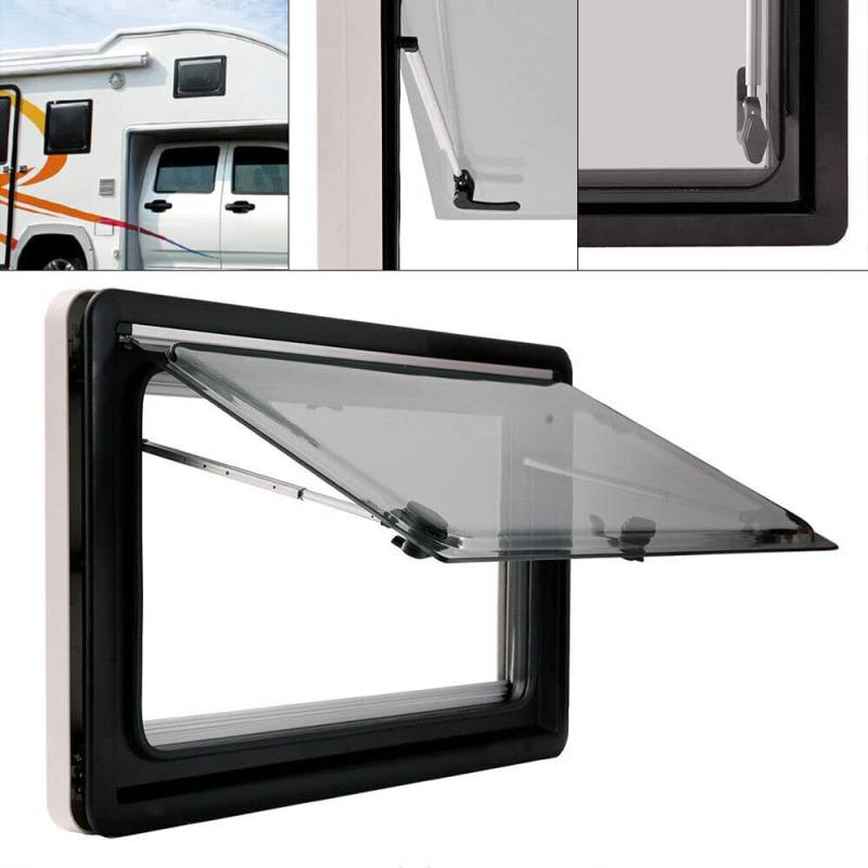 Caravan Window Wohnwagen Ausstellfenster, Wohnmobil Fenster Polyplastic, Caravan Seitenfenster Push Up Aufklappbar für Wohnwagen und Wohnmobile (45x55cm) von Ethedeal