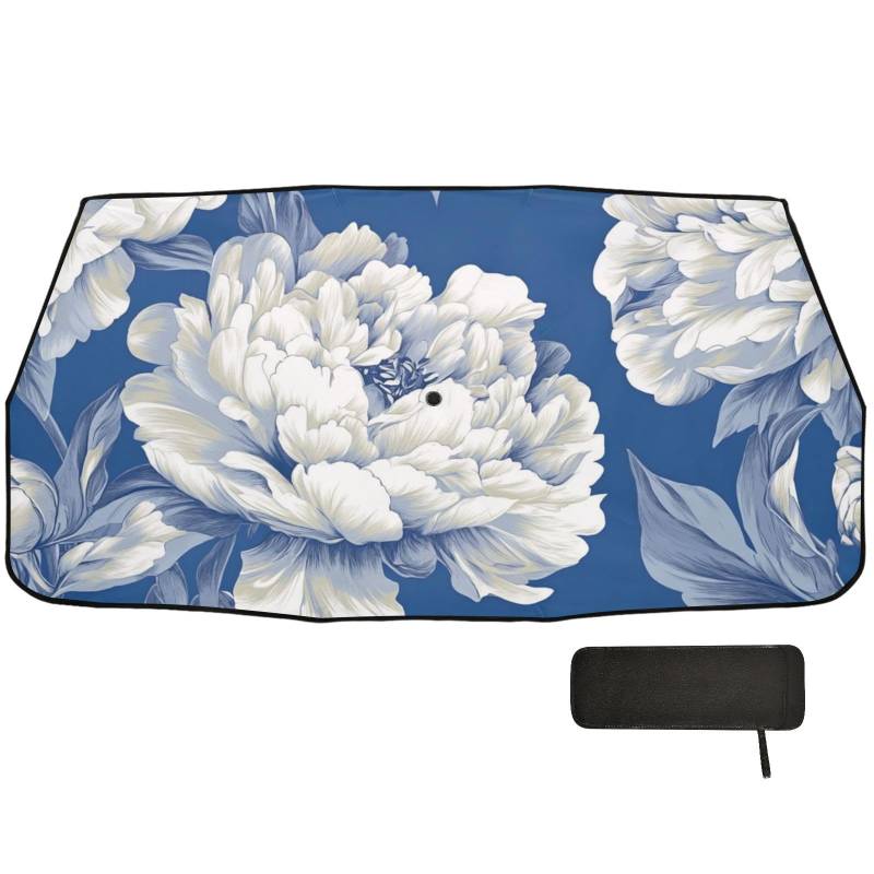 Aesthetic Peonies Blue Designed Sunshade for car Windshield Folding for Man Sun Protector de parabrisas von EtherSpher