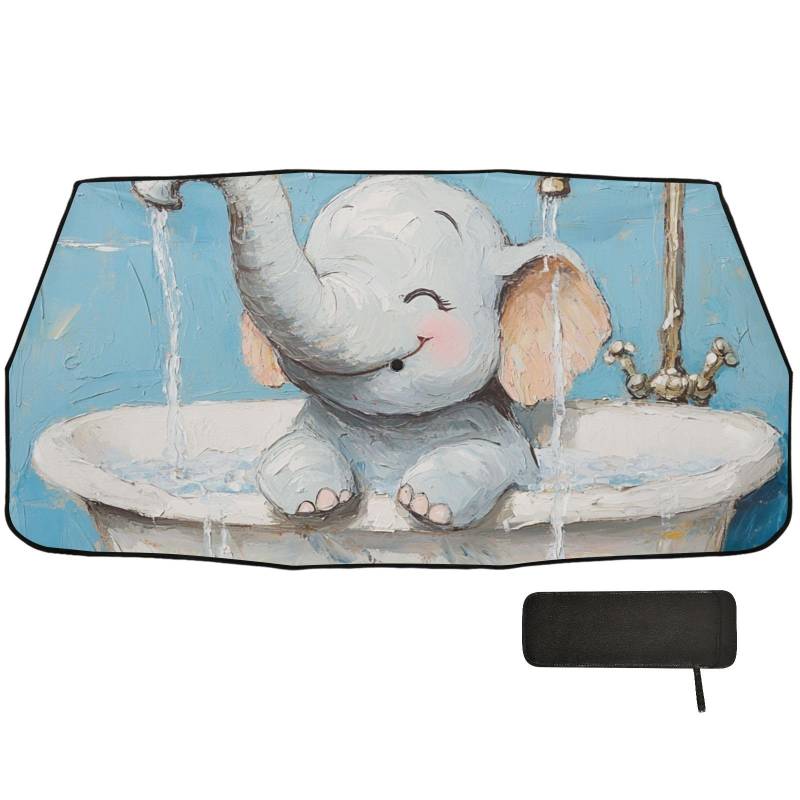 Art Elephant Vintage Badewanne UV-Schutz Regenschirm Faltbarer Schutz Solar Organizer Sonnenblende Acesorios para carros Autos von EtherSpher