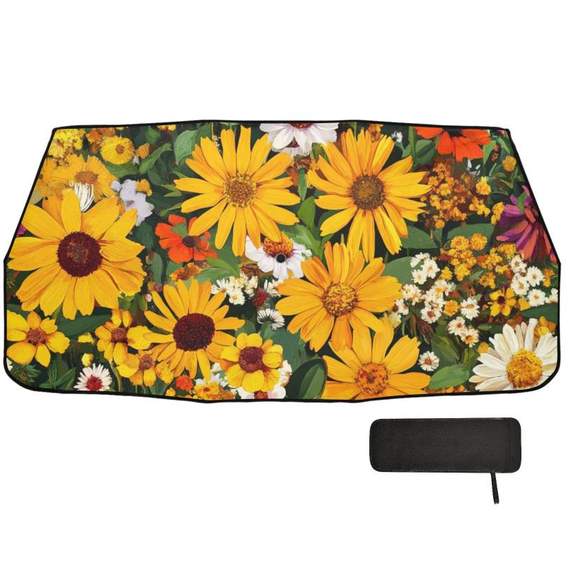 Beauty Spring Buntes Blumen-Visier für Auto-Windschutzscheibe, zusammenklappbar, mit Organizer, Sonnenschutz, Sonnenschirm, Parabrisas Delantero von EtherSpher