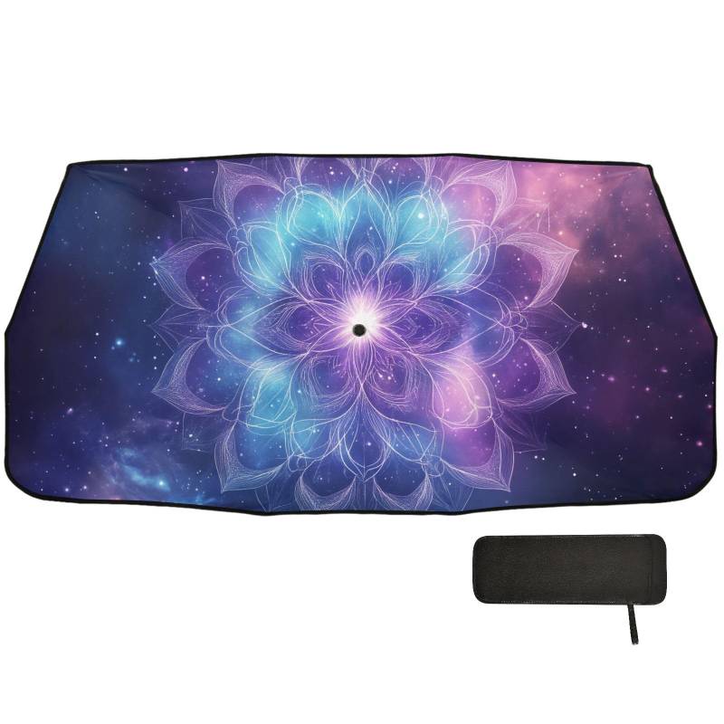 Buntes psychedelisches Mandala-Design, Sonnenschutz, faltbar, mit Organizer, Sonnenschutz für Auto, polarisado para carro von EtherSpher