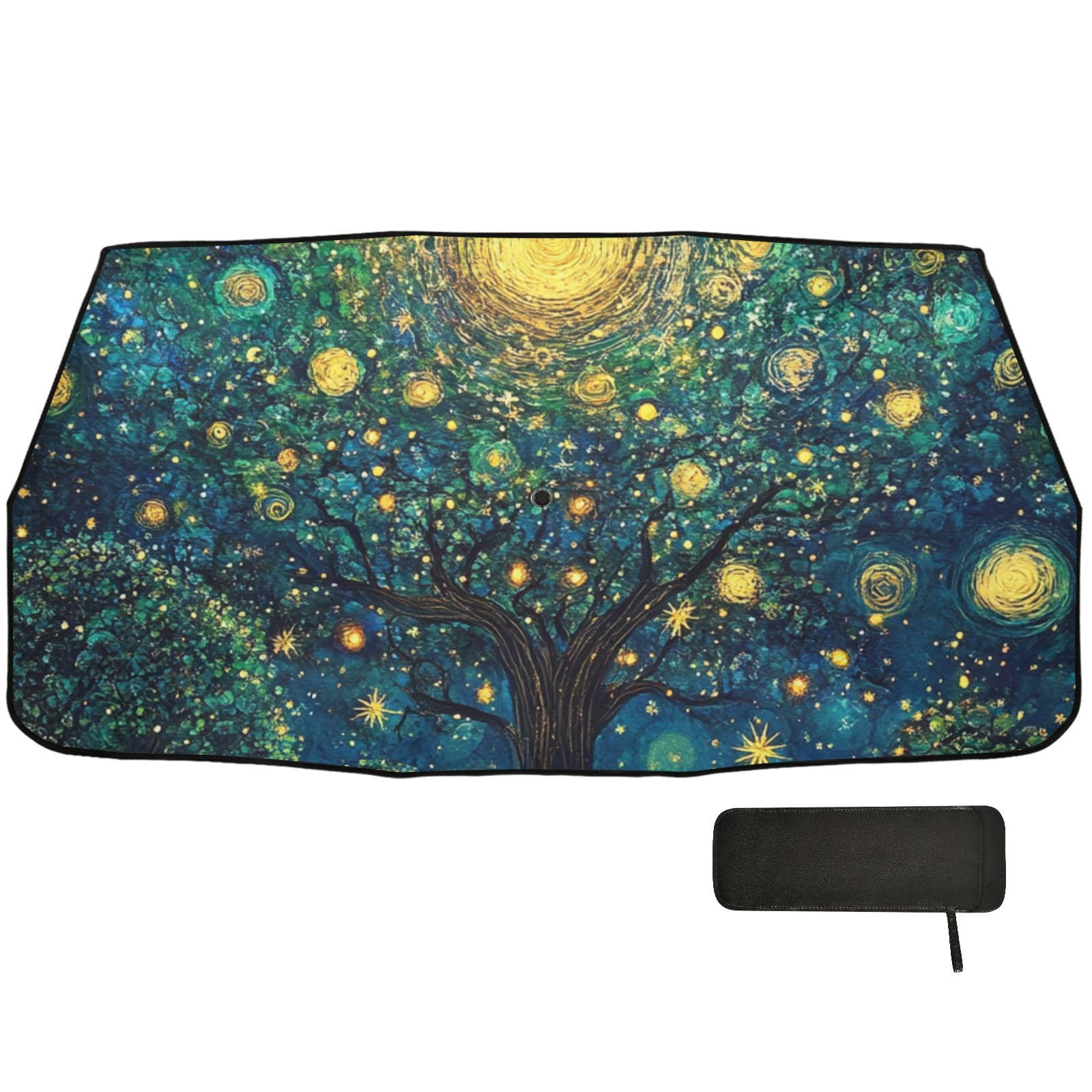 Night Under Blue Stars Moon Designed car Umbrella Sun Shade Cover Foldable for Man Vehicles car Sun Shade para sol de auto von EtherSpher