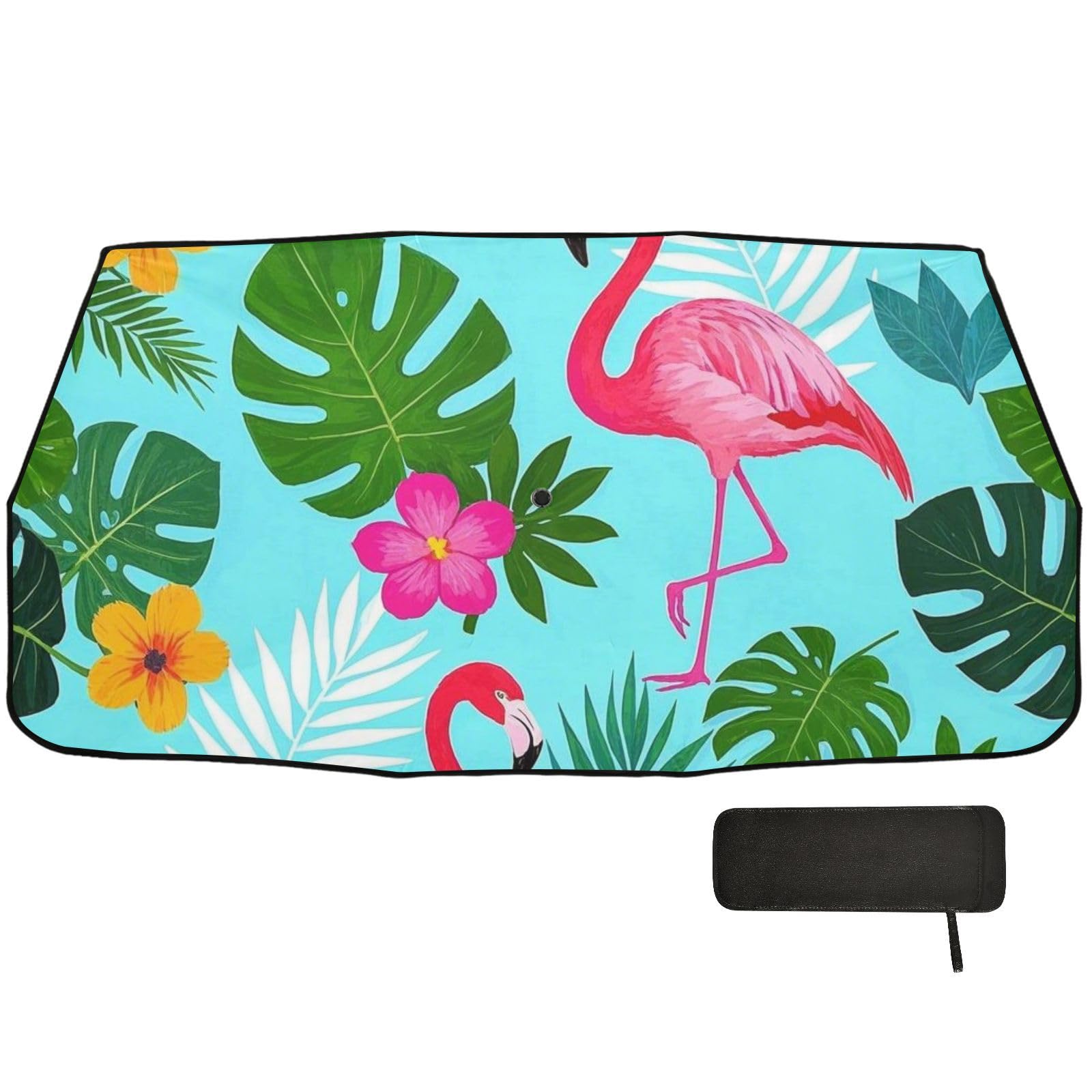 Sommer Flamingo Palmblättern blau entworfen Windschutzscheibe Sonnenschutz faltbar wie auf TV Produkte reflektierende Windschutzscheibe cubre Solar para carro gesehen von EtherSpher