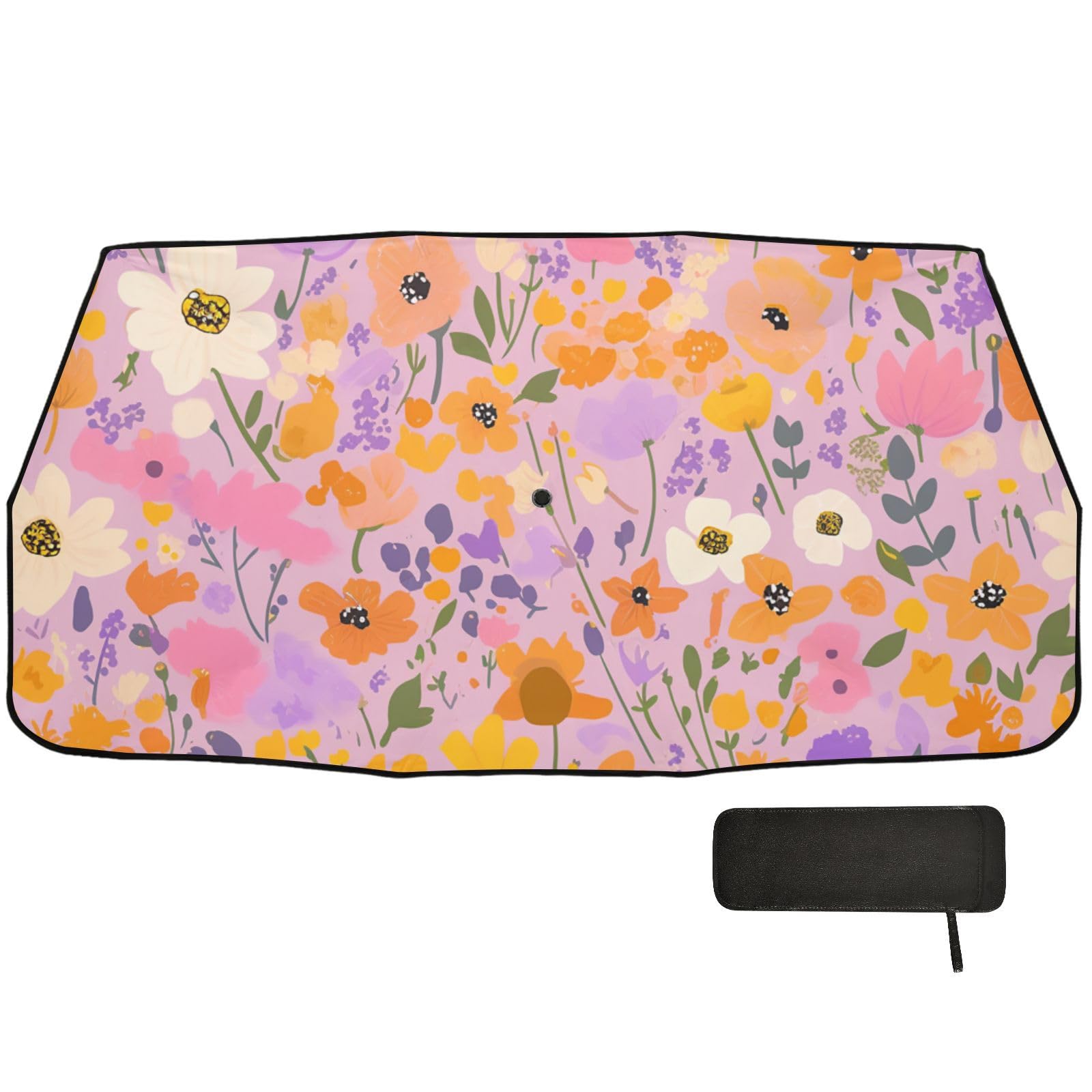 Sonnenschirm mit buntem Blumenmuster, Aquarell-Design, blockiert Hitze, UV-Schutz, zusammenklappbar, für Herren, Zubehör für Auto, Para Sol de Carro von EtherSpher