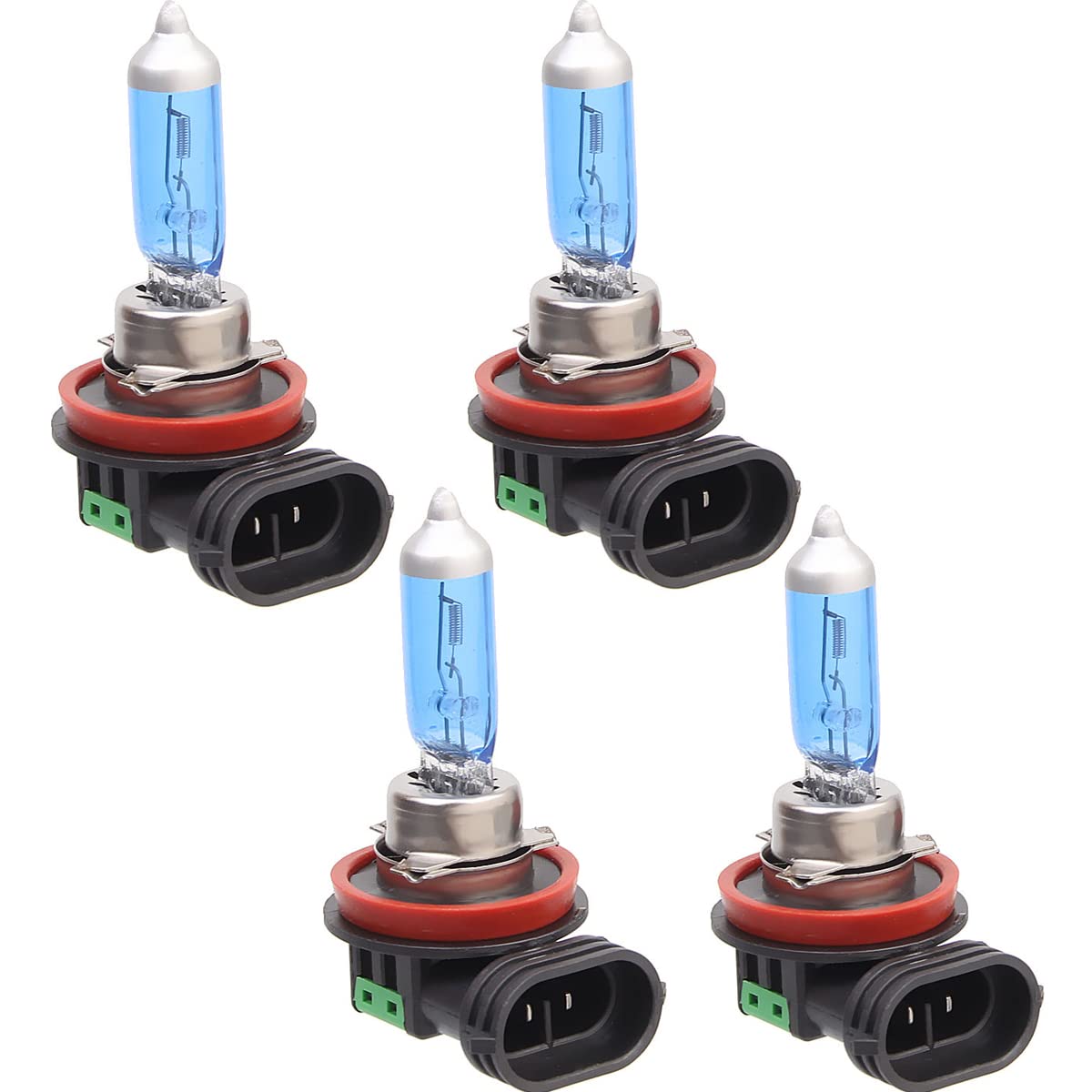 Etomvoop 4 Stück 100 W H11 Autoscheinwerferlampen 6000 K 1000 lm Xenon-Gas Halogenlicht weißes Licht Lampen DC 12 V 4,6 A Autoscheinwerferlampen (H11 100 W) von Etomvoop