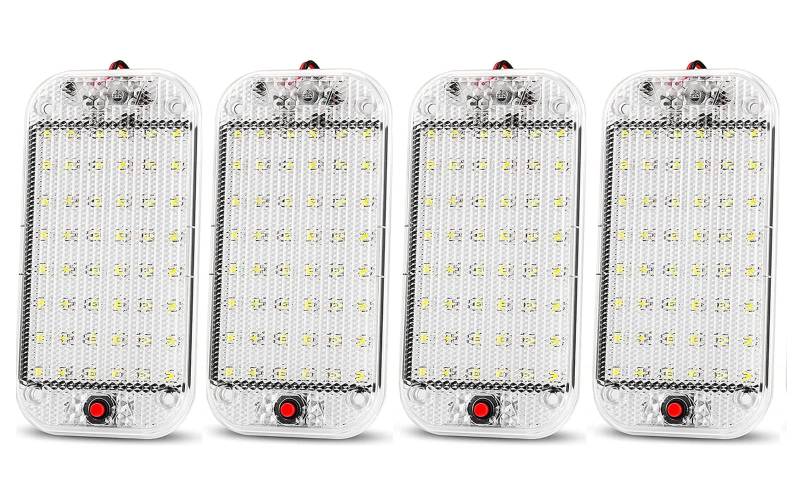 LED-Innen-Dachleuchten, 10 W, 48 LEDs, universelle Auto-Decken-Dachleuchte, Leseleuchte mit An-/Aus-Schalter für DC 12 V-85 V, Auto, Wohnmobil, LKW, Boot (4 Stück) von Etomvoop