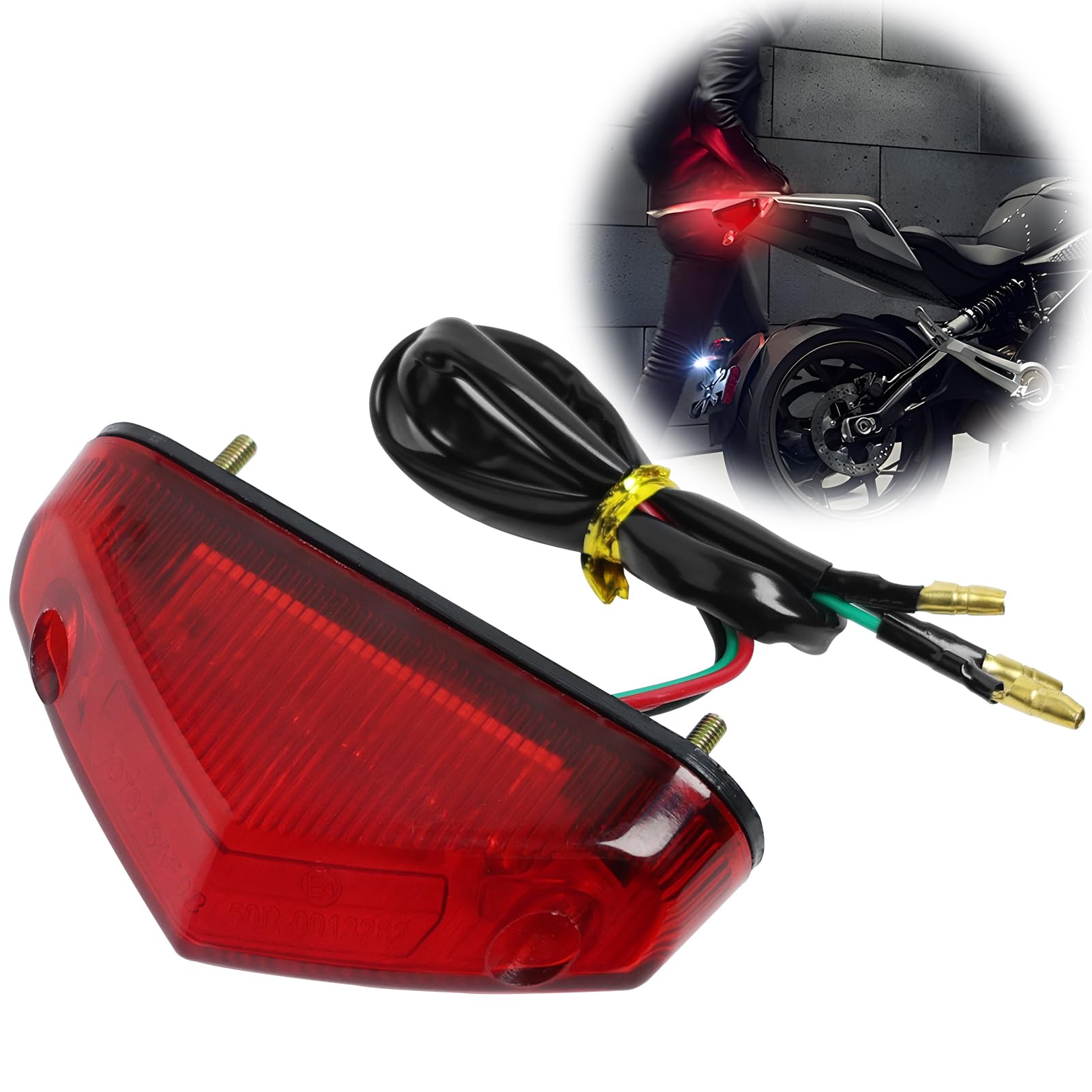 EuAcesry Rücklicht für Motorrad, Bremslichter für Nummernschilder, Motorrad, Bremsleuchte hinten, ATV Dirt Bike Scooter, Zubehör für die Modifikation - Rotes Gehäuse von EuAcesry