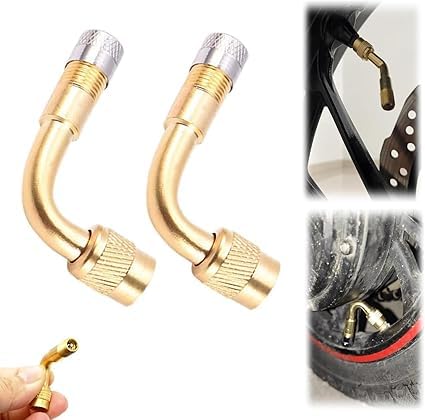 Multi-Function Pure Brass Inflatable Nozzle Extension,Tire Valve Extension,Valve Stem Extenders 45 Degree 90 Degree 135 Degree Universal Tire Valve Extender (2 pcs-Gold A) von Eunmsi