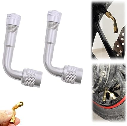 Multi-Function Pure Brass Inflatable Nozzle Extension,Tire Valve Extension,Valve Stem Extenders 45 Degree 90 Degree 135 Degree Universal Tire Valve Extender (2 pcs-Silver A) von Eunmsi