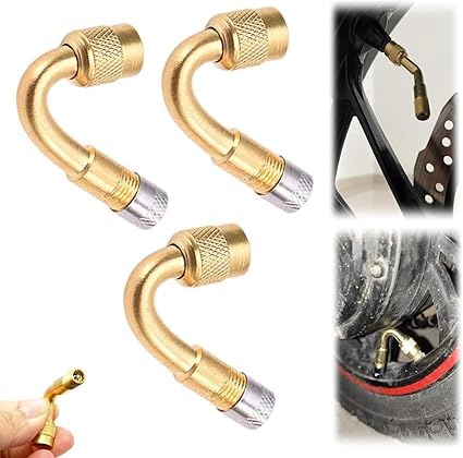 Multi-Function Pure Brass Inflatable Nozzle Extension,Tire Valve Extension,Valve Stem Extenders 45 Degree 90 Degree 135 Degree Universal Tire Valve Extender (3 pcs-Gold C) von Eunmsi