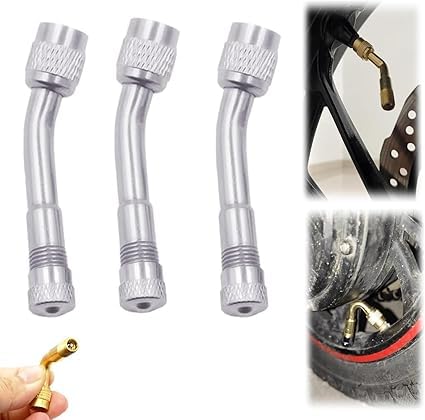 Multi-Function Pure Brass Inflatable Nozzle Extension,Tire Valve Extension,Valve Stem Extenders 45 Degree 90 Degree 135 Degree Universal Tire Valve Extender (3 pcs-Silver B) von Eunmsi