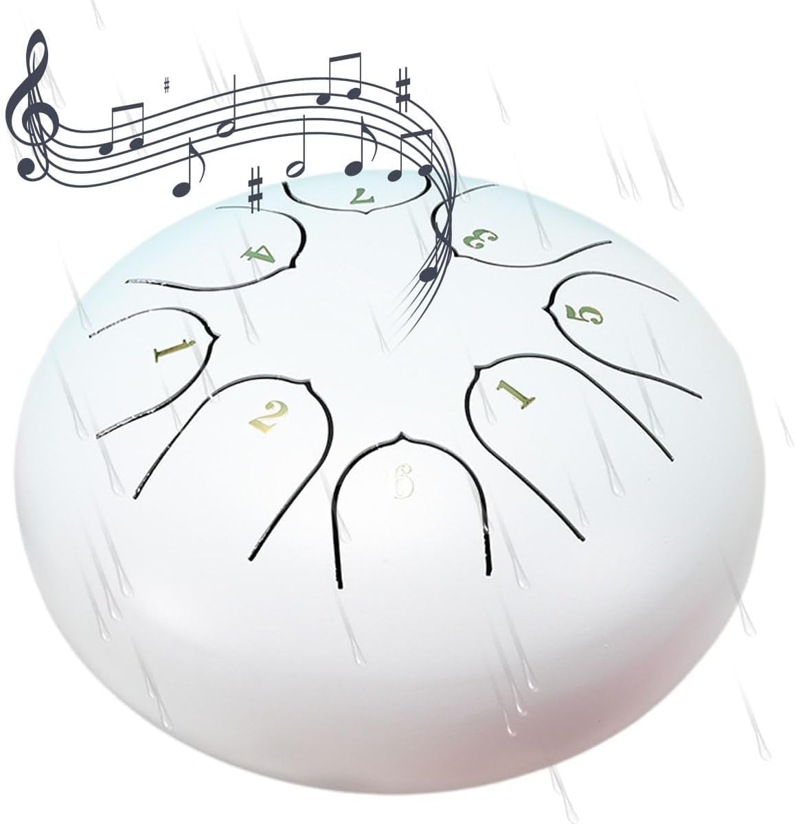 Rain Drum for Outside Garden,Chakra Drum for Rain Outdoor,Rain Drum for Garden Instrument,Drum Rain Chime Waterproof,Chakra Drum 6 Inches 8 Notes,Chakra Rain Drum Outdoor (White) von Eunmsi