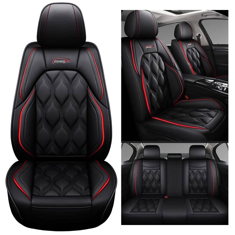 Eunncu Sitzbezüge Auto Universal Set Zubehör für Audi A6 C7 4G Avant A6 C7 4G Allroad A6 C8 Avant A6 C8 Allroad Autositzbezüge Wasserdichtes Leder Schwarz Rot von Eunncu