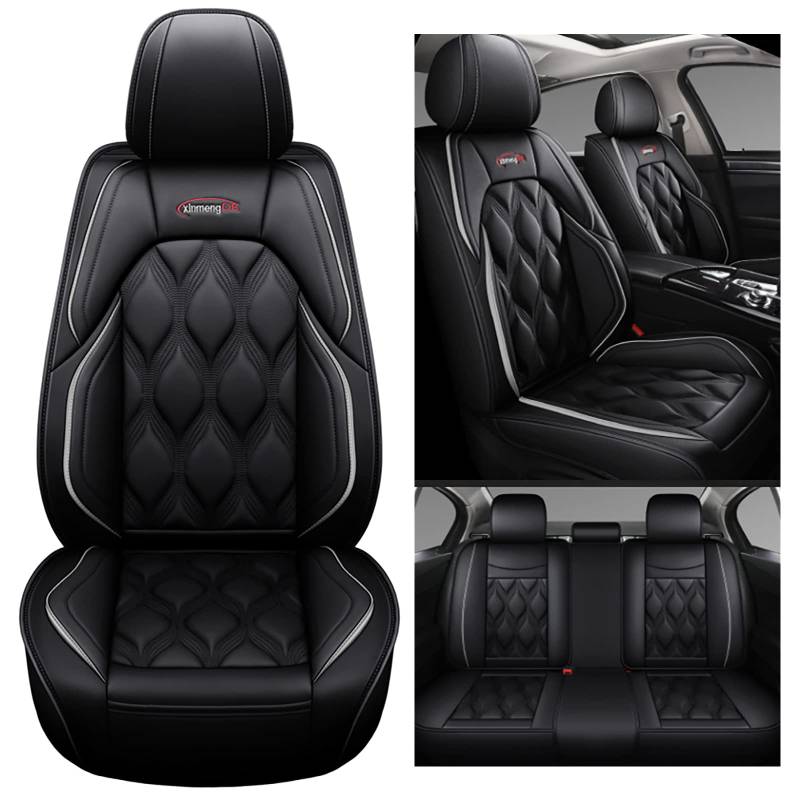 Eunncu Sitzbezüge Auto Universal Set Zubehör für Audi A6 C7 4G Avant A6 C7 4G Allroad A6 C8 Avant A6 C8 Allroad Autositzbezüge Wasserdichtes Leder Schwarzgrau von Eunncu