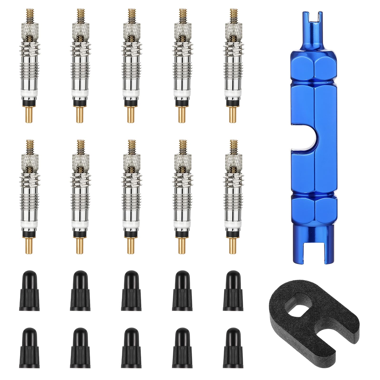 22 Teiliges Fahrradventil Adapter Französisches, Werkzeugset Zum Entfernen Von Ventilkernen Für Fahrräder, Werkzeug Zum Entfernen Von Ventilschäften Und 10 Ersatzventilkerne Für Schlauch von EupHHonycs