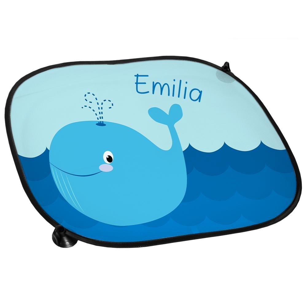 Auto-Sonnenschutz mit Namen Emilia und schönem Motiv mit Wal für Mädchen | Auto-Blendschutz | Sonnenblende | Sichtschutz von Eurofoto