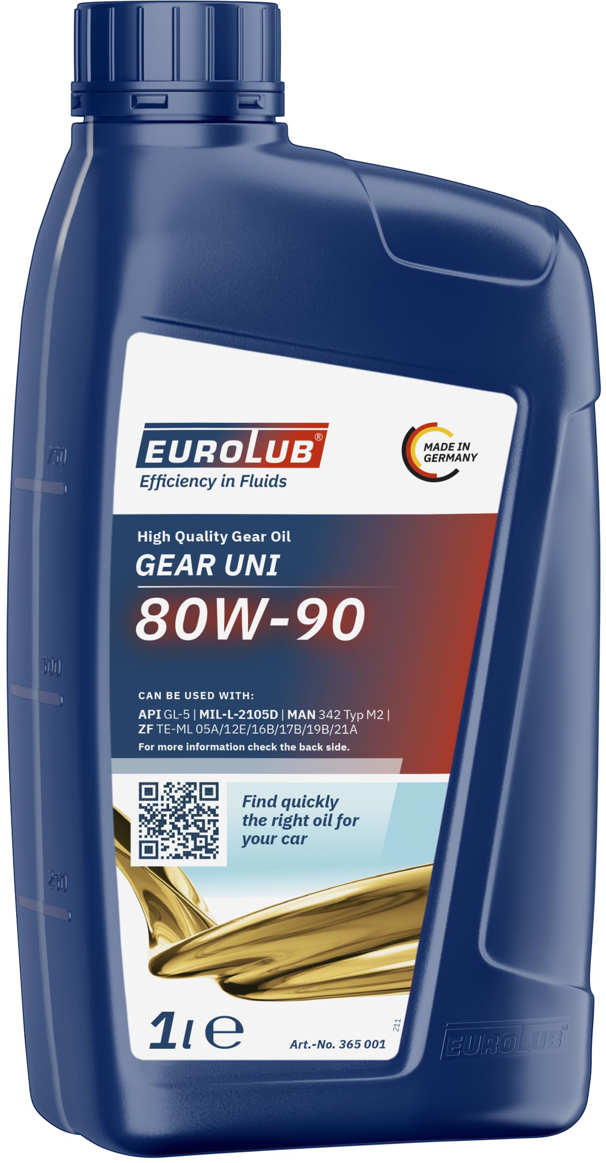 EUROLUB GEAR UNI SAE 80W-90 Getriebeöl, 1 Liter von EUROLUB