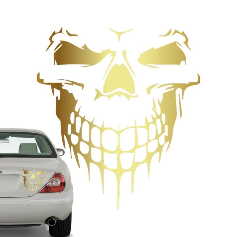 Euyehn Reflektierender Auto-Totenkopf-Aufkleber,Reflektierender Totenkopf-Motorhaubenaufkleber, selbstklebend | Wasserdichter Vinyl-Schädel-Grafik-Auto-Motorhauben-Streifen-Aufkleber, von Euyehn