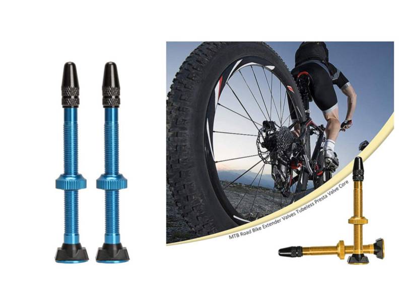 Eva Shop® 2 Stück - 1 Paar Premium Fahrrad Presta Ventile Ventilschäfte 60mm Ventil Tubeless Ventilschaft Scaleverandventil für Mountainbike und Trekking Fahrräder - Versand aus BRD (Blau) von Eva Shop