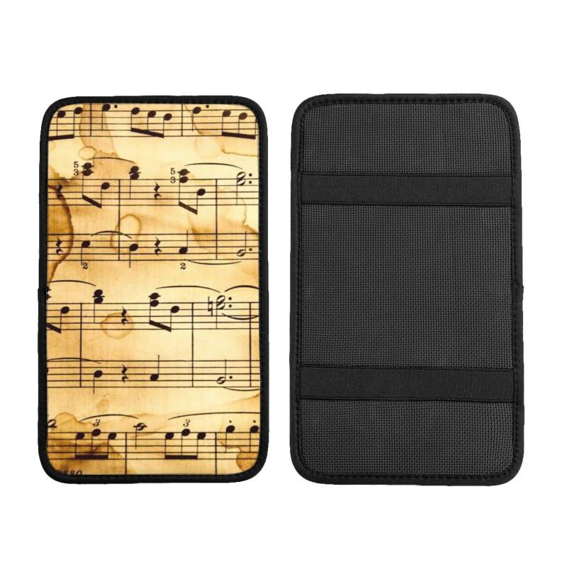 Evealyn Vintage Musik Note Kunst Auto Mittelkonsole Armlehne Abdeckung Auto Handlauf Box Kissen Handlauf Box Armlehne Kissen Mittelkonsolen Schutz für die meisten Autos von Evealyn