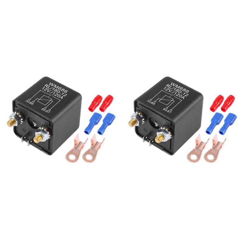 Evenden 2X WM686 DC Batterie Trennung Relais 12V / 120A Spitzen Lastung für PKW PKW mit Anschluss Klemme, 750072910 von Evenden