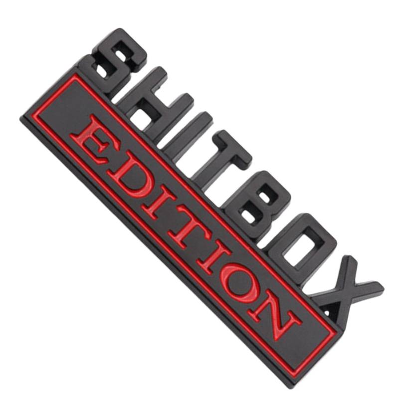 Evenlyao 1 x 3D-Shitbox-Emblem, -Auto-Shitbox-Aufkleber, ABS-Auto-Abzeichen, großer Aufkleber, kompatibel mit Autos, LKWs, starker Klebstoff, 17,5 x 3,8 cm von Evenlyao
