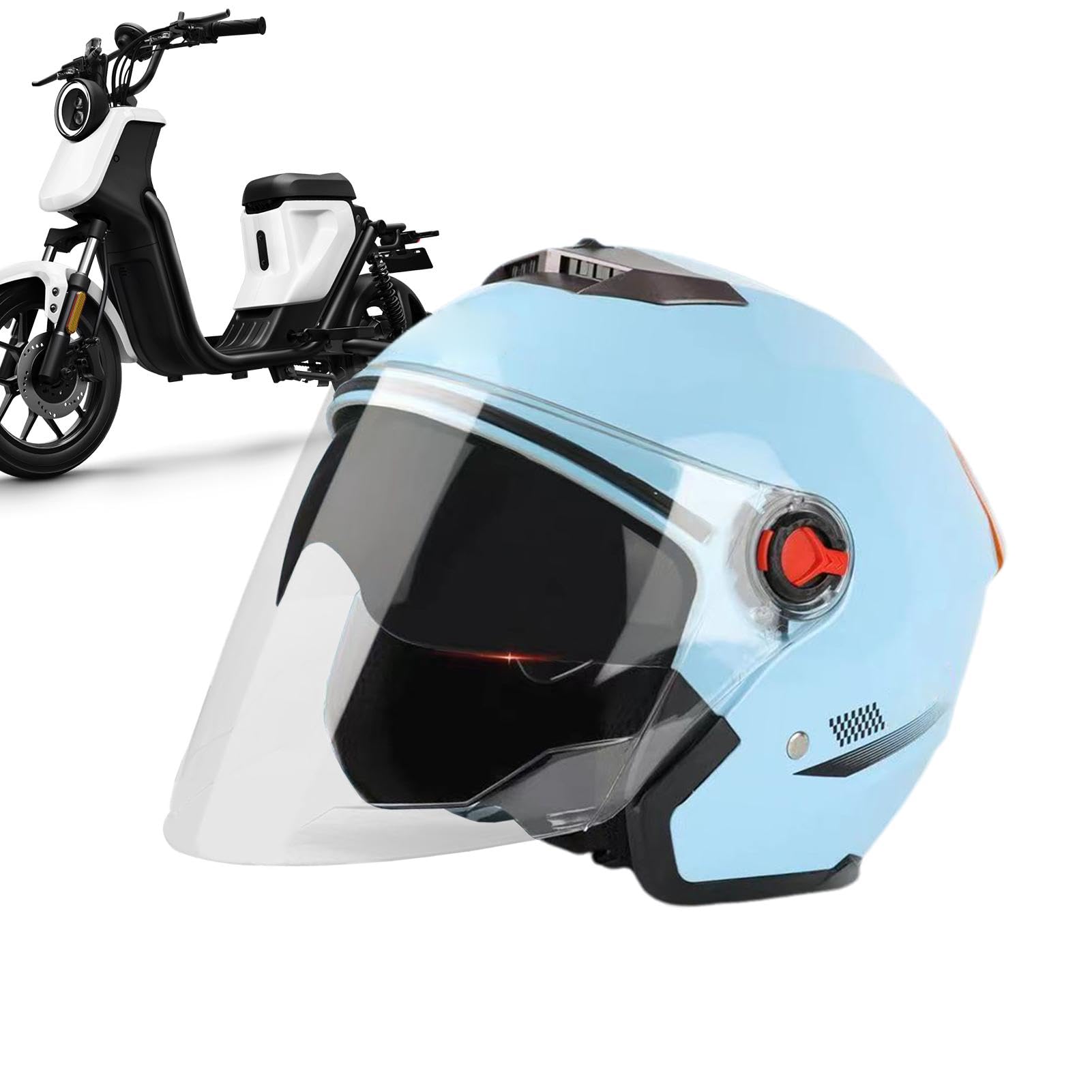 Eventerde Jethelm Mit Visier - Roller Helm Helm, Mopedhelm Herren Und Damen, Jethelm Roller Helm, Scooter Helm Chopper Helm Moped Mofa Helm Mit Visier, Motorrad Roller Langes Visier Helm von Eventerde