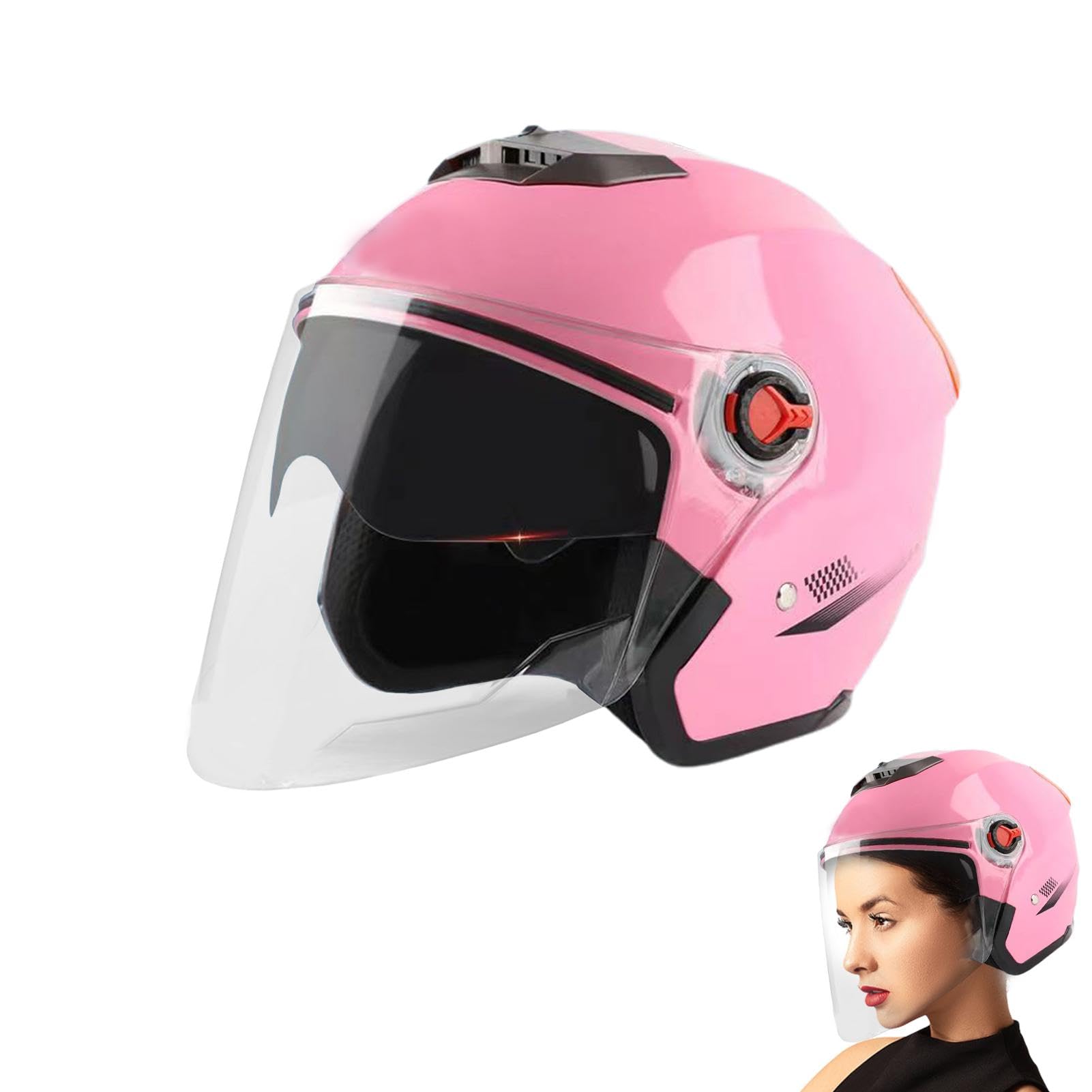 Eventerde Jethelm Mit Visier - Roller Helm Helm, Mopedhelm Herren Und Damen, Jethelm Roller Helm, Scooter Helm Chopper Helm Moped Mofa Helm Mit Visier, Motorrad Roller Langes Visier Helm von Eventerde