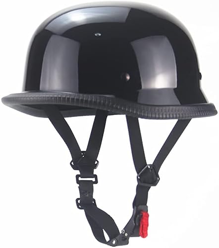 Herren Damen Street Cruiser Jet Style Helm, Vintage Motorrad Halbgesichtshelme DOT/ECE-zugelassene Schwarze offene Motorradhelme für Chopper Moped Scooter Electric ( Color : A , Size : M=55-56cm ) von Ever TA