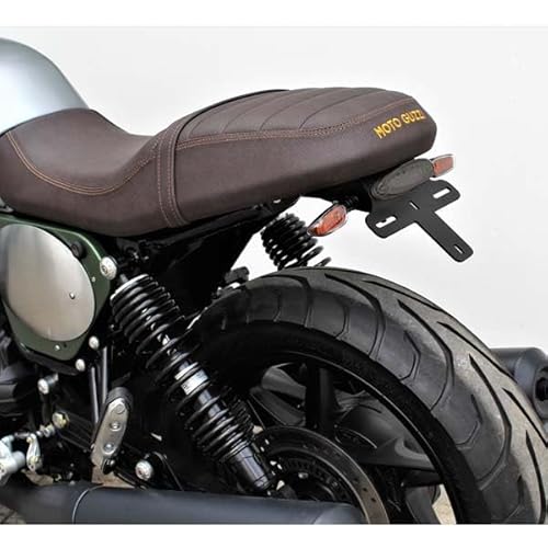 Kennzeichenhalter Kennzeichenhalter mit Scheinwerferhalter kompatibel mit Moto Guzzi V7 850 ab 2021 mit smoke Scheinwerfer von ExMoto