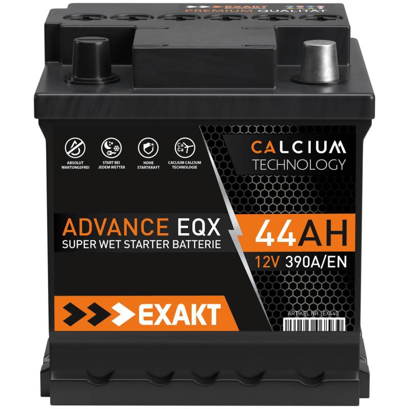 EXAKT Autobatterie 12V 44Ah Starterbatterie PKW KFZ Auto Batterie (44Ah) von Exakt