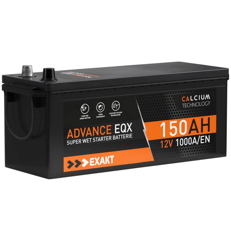 EXAKT LKW Batterie 12V 150Ah 1000A/EN ersetzt 140Ah 120ah 125Ah 135Ah Batterie wartungsfrei Schlepper Starterbatterie Traktor von Exakt